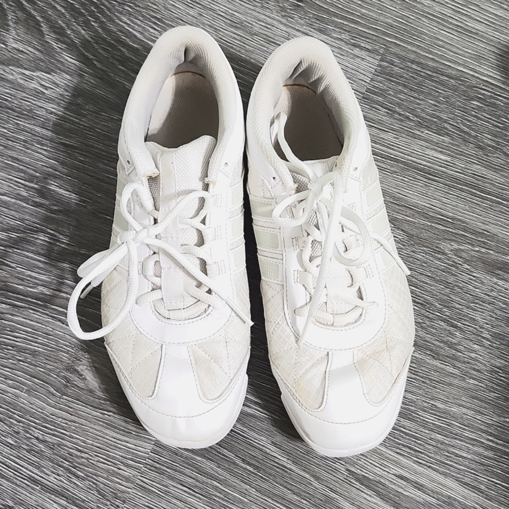 White Adidas cheer shoes